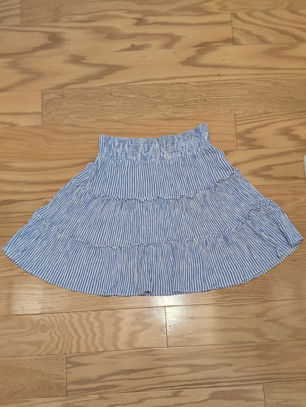Market & Spruce Blue and White Striped Smocked Tiered Skirt